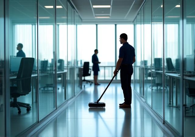 Limpieza profesional en oficina moderna